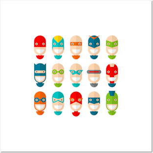 Superhero Faces Posters and Art